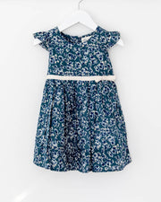 Mädchen - Festtagskleid blau geblümt - Klüngelkram Indian Affairs